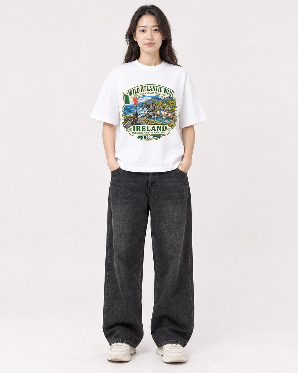 Mockup Boxy Heavyweight Tee White female full-body 03