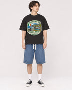 Mockup Boxy Heavyweight Tee Black male full-body 03