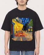 Mockup Boxy Heavyweight Tee Black male close-up 03