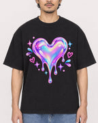 Mockup Boxy Heavyweight Tee Black male close-up 02
