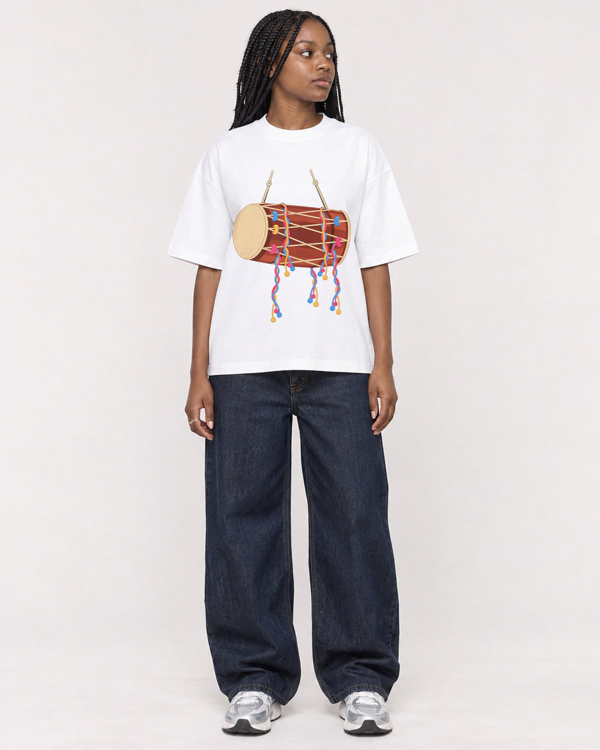 Mockup Boxy Heavyweight Tee White female full-body 04