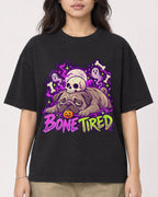Mockup Boxy Heavyweight Tee Black female close-up 02