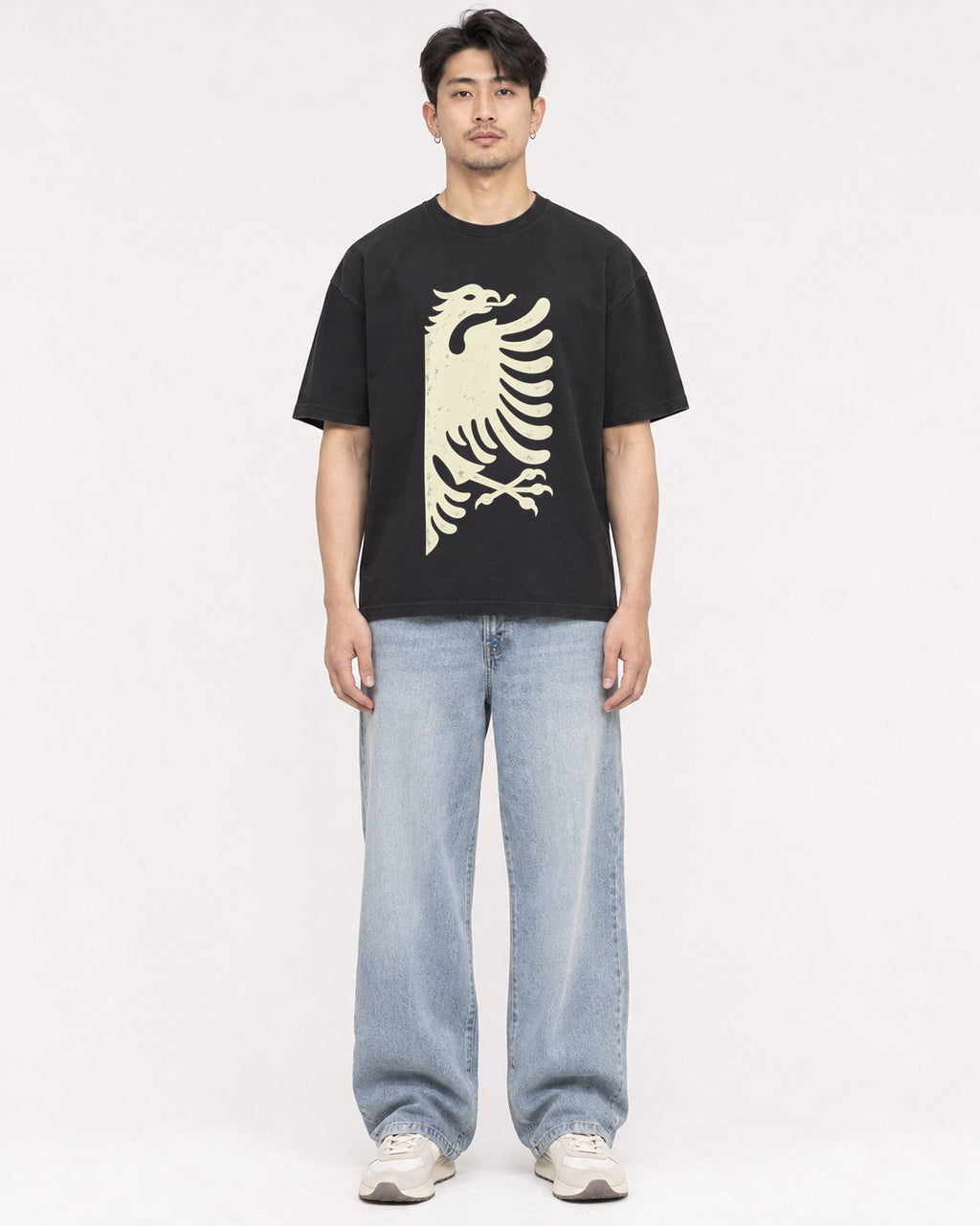 Mockup Boxy Heavyweight Tee Black male full-body 13