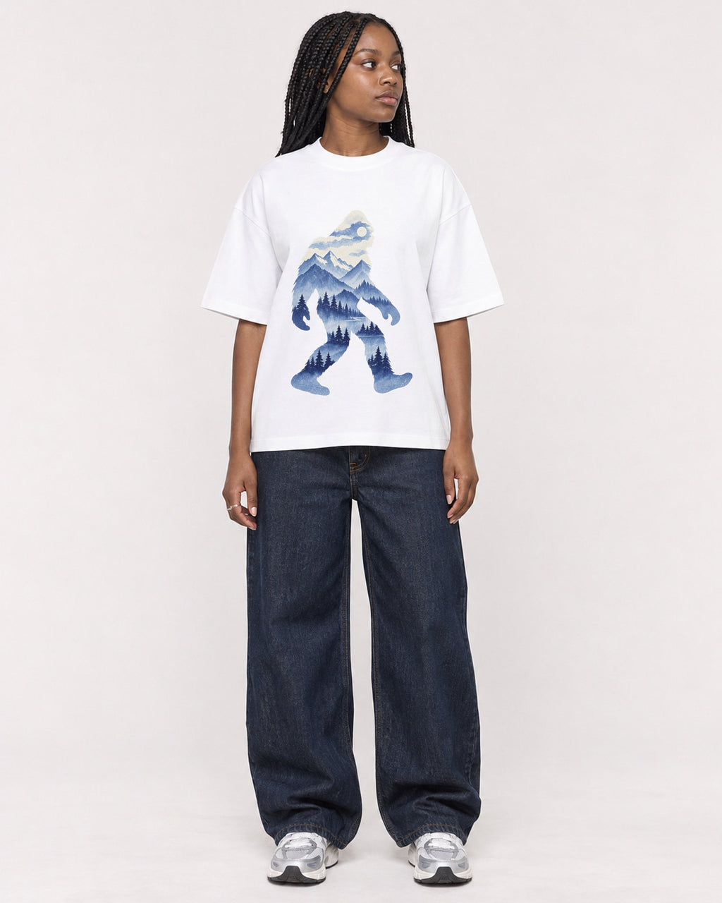 Mockup Boxy Heavyweight Tee White female full-body 04