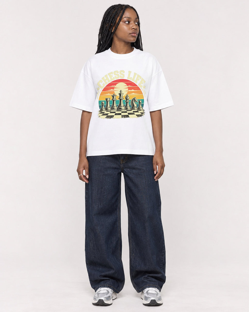 Mockup Boxy Heavyweight Tee White female full-body 04