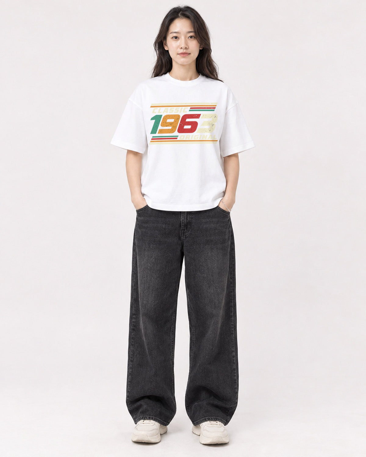Mockup Boxy Heavyweight Tee White female full-body 03