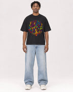 Mockup Boxy Heavyweight Tee Black male full-body 05