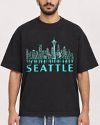 Mockup Boxy Heavyweight Tee Black male close-up 07