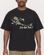 Mockup Boxy Heavyweight Tee Black male close-up 24