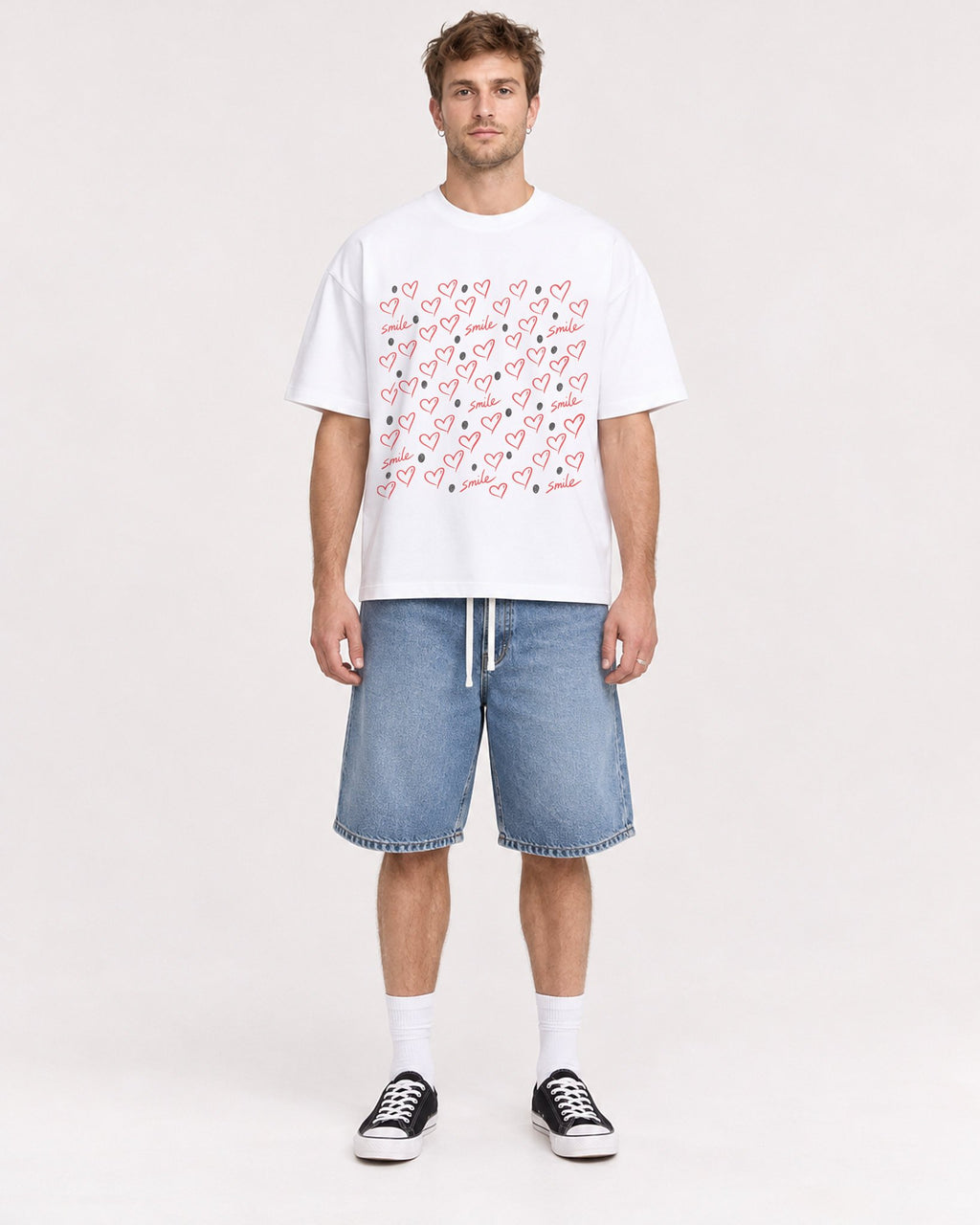 Mockup Boxy Heavyweight Tee White male full-body 08