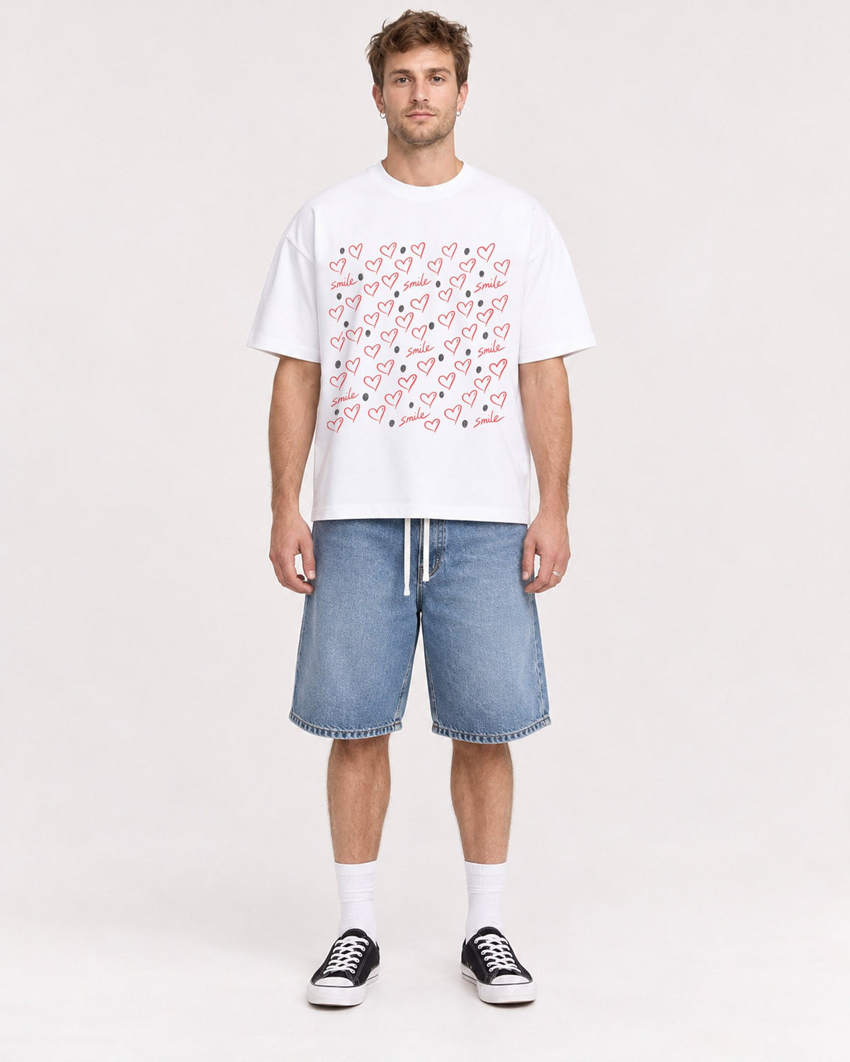 Mockup Boxy Heavyweight Tee White male full-body 08
