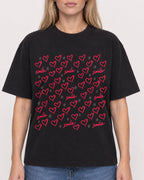 Mockup Boxy Heavyweight Tee Black female close-up 08