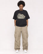 Mockup Boxy Heavyweight Tee Black female full-body 14