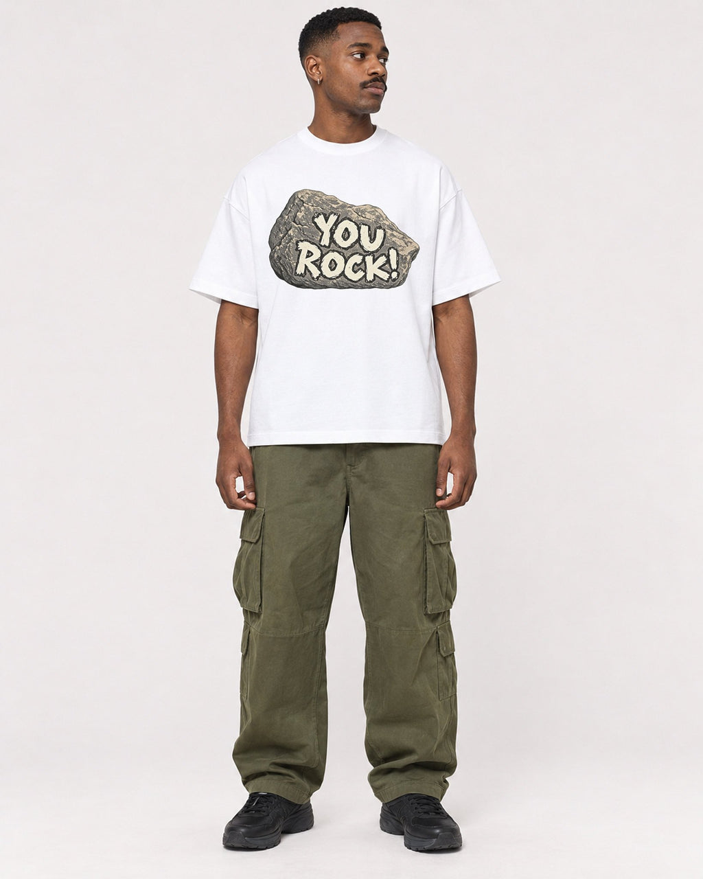 Mockup Boxy Heavyweight Tee White male full-body 14