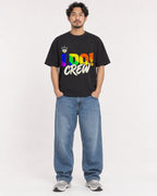Mockup Boxy Heavyweight Tee Black male full-body 02