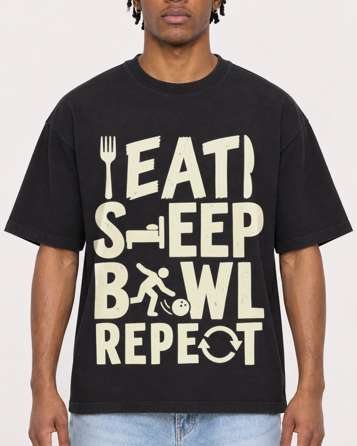 Mockup Boxy Heavyweight Tee Black male close-up 05