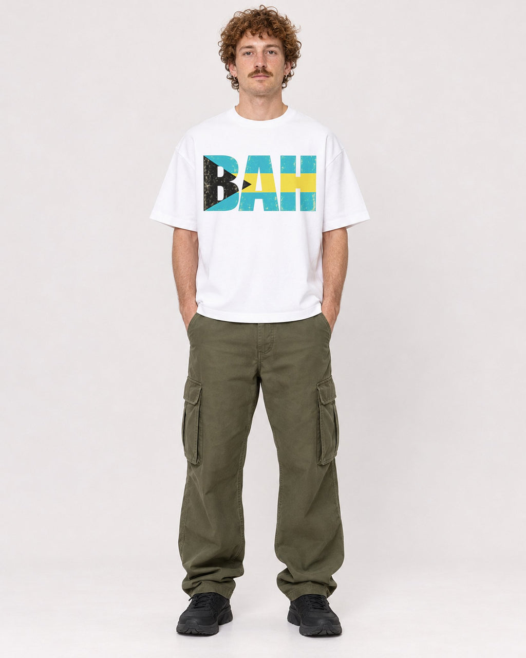 Mockup Boxy Heavyweight Tee White male full-body 09