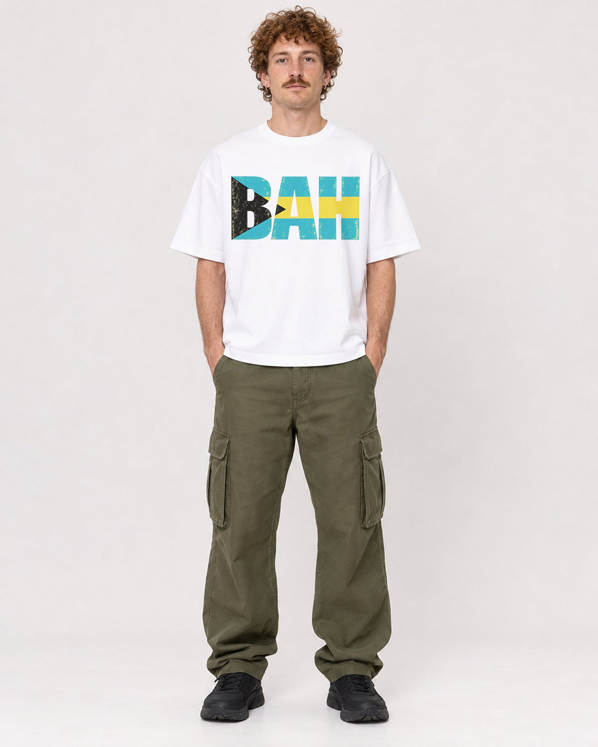 Mockup Boxy Heavyweight Tee White male full-body 09