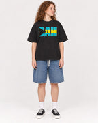 Mockup Boxy Heavyweight Tee Black female full-body 09