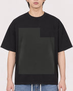 Mockup Boxy Heavyweight Tee Black male close-up 11