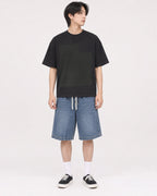 Mockup Boxy Heavyweight Tee Black male full-body 11