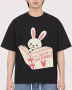 Mockup Boxy Heavyweight Tee Black male close-up 11