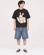 Mockup Boxy Heavyweight Tee Black male full-body 11
