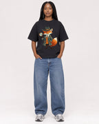 Mockup Boxy Heavyweight Tee Black female full-body 04