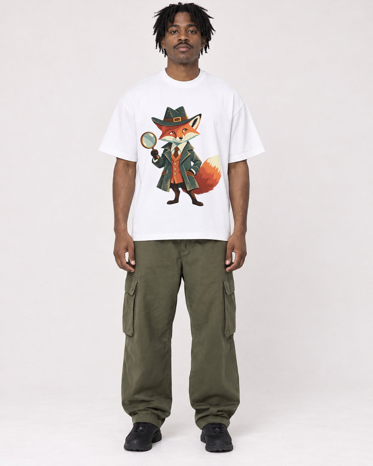 Mockup Boxy Heavyweight Tee White male full-body 04