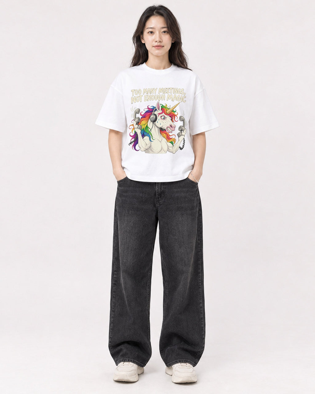 Mockup Boxy Heavyweight Tee White female full-body 03
