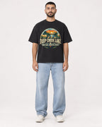 Mockup Boxy Heavyweight Tee Black male full-body 37