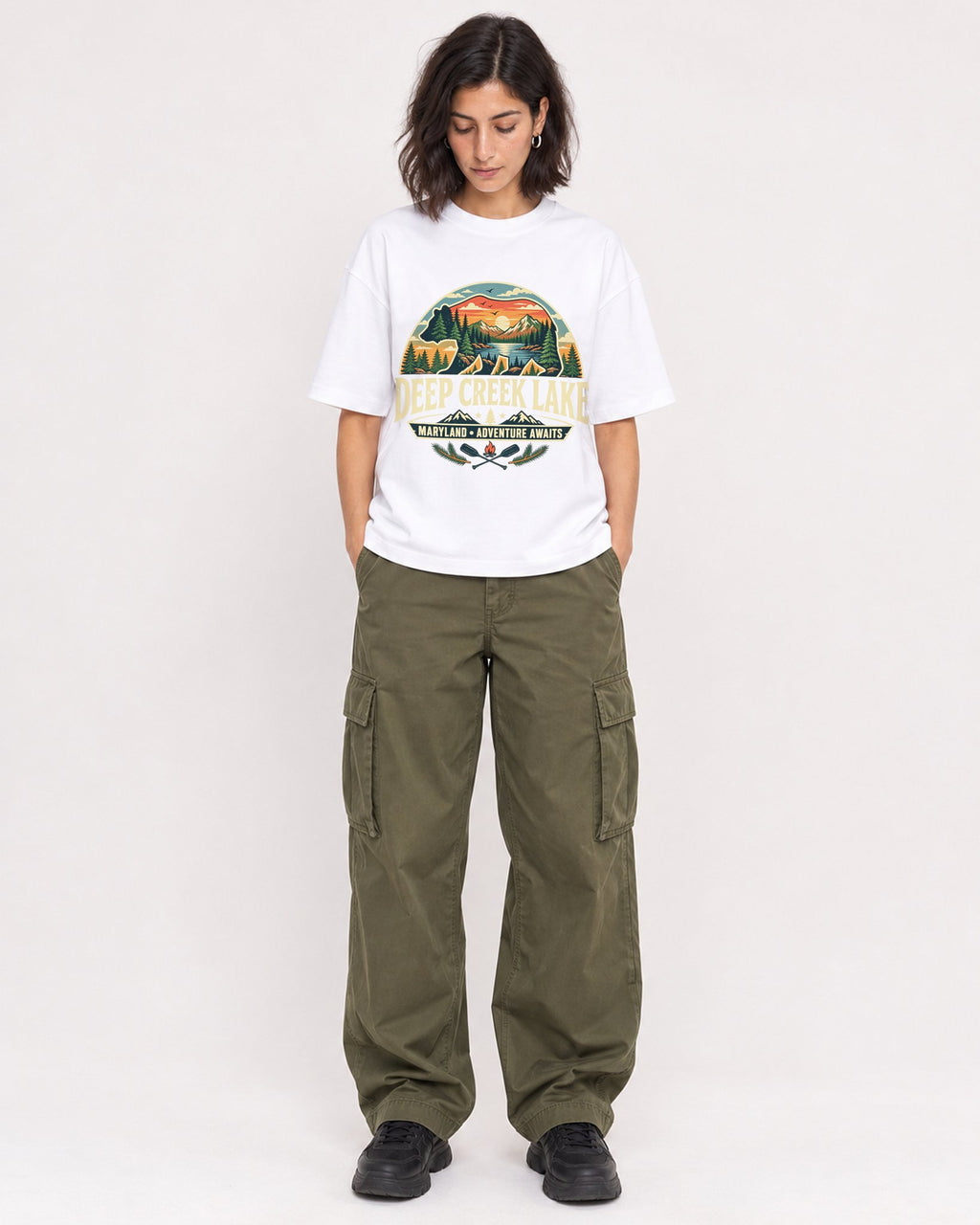 Mockup Boxy Heavyweight Tee White female full-body 37