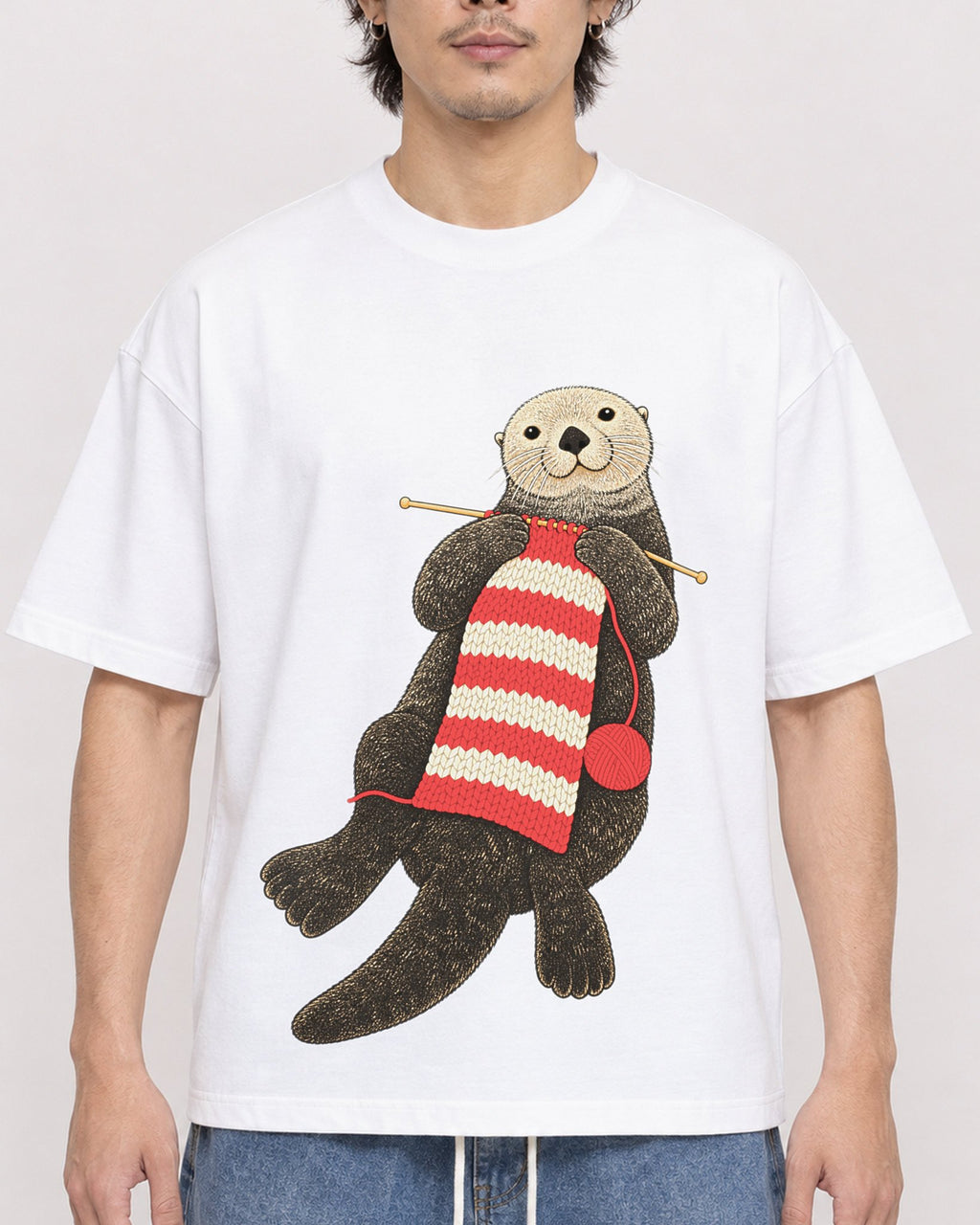 Mockup Boxy Heavyweight Tee White male close-up 03