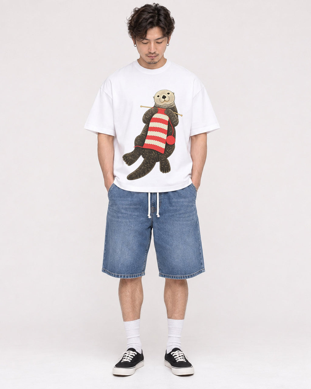 Mockup Boxy Heavyweight Tee White male full-body 03