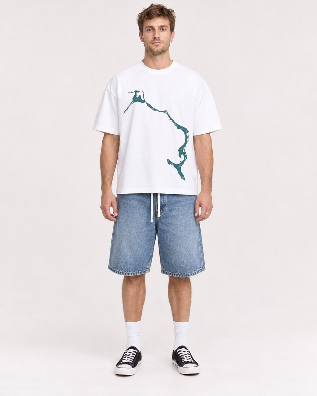 Mockup Boxy Heavyweight Tee White male full-body 08