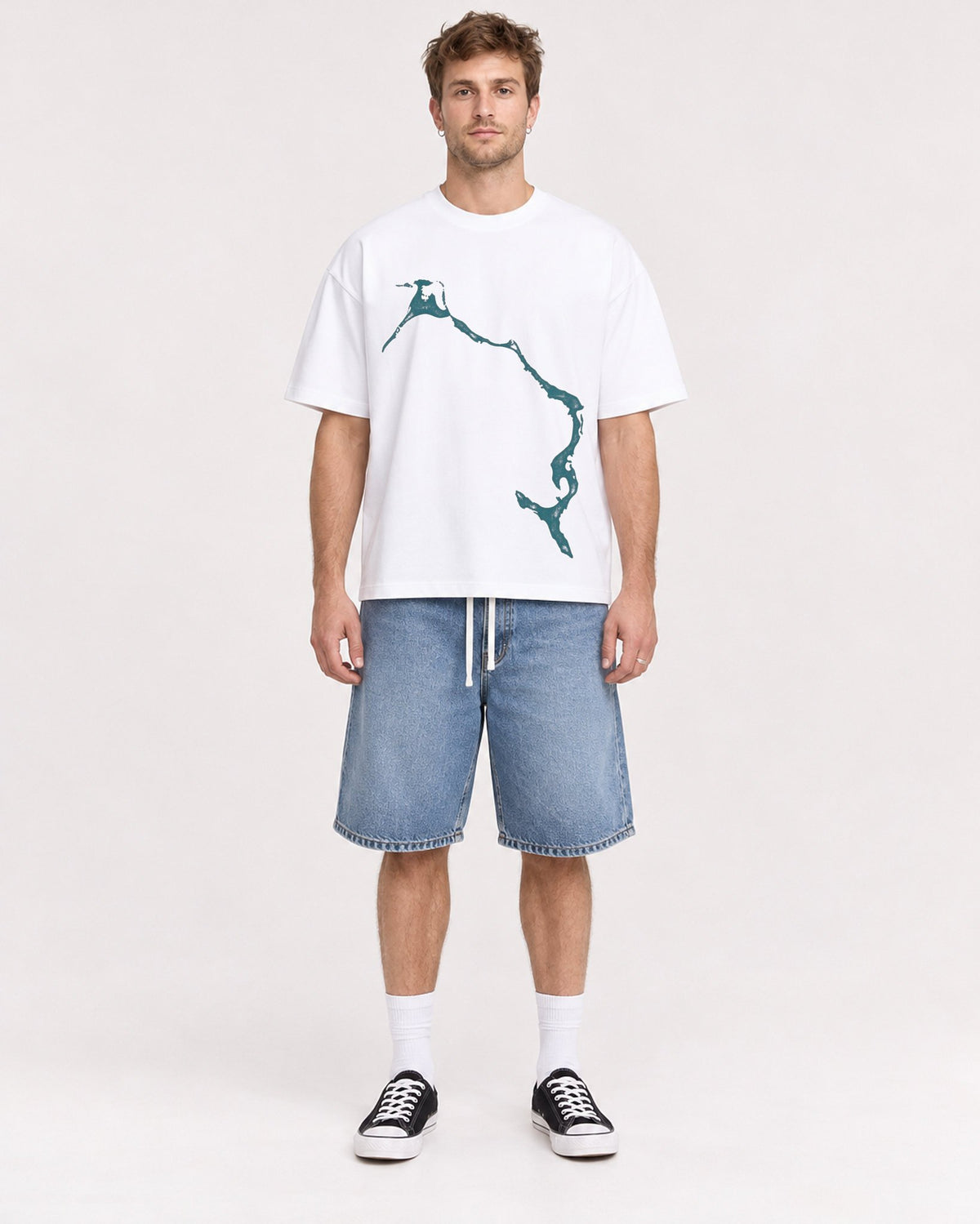 Mockup Boxy Heavyweight Tee White male full-body 08