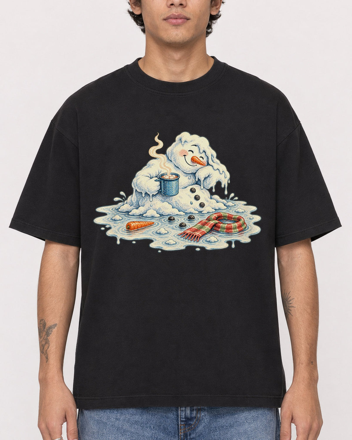 Mockup Boxy Heavyweight Tee Black male close-up 06