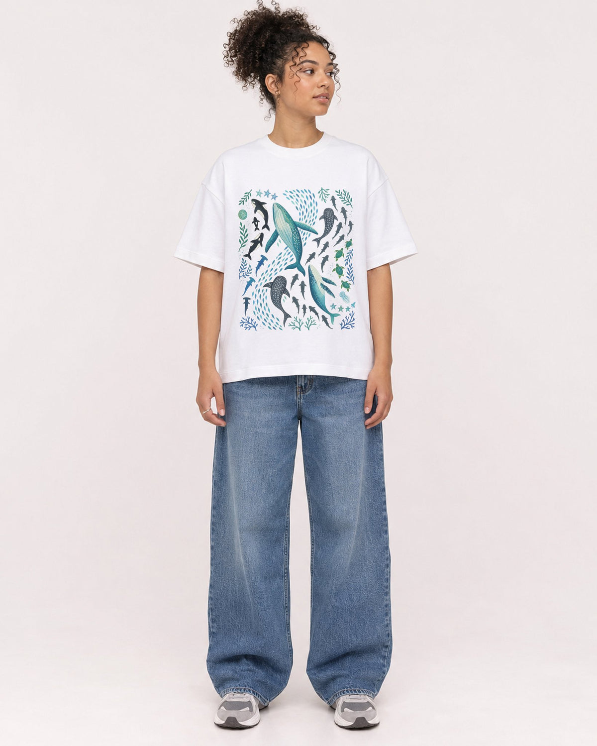 Mockup Boxy Heavyweight Tee White female full-body 20
