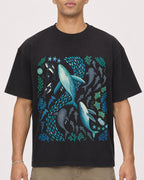Mockup Boxy Heavyweight Tee Black male close-up 20