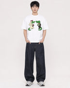 Mockup Boxy Heavyweight Tee White male full-body 01