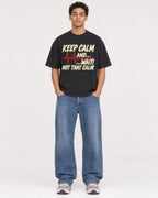 Mockup Boxy Heavyweight Tee Black male full-body 10