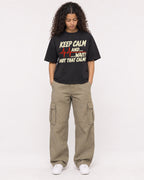 Mockup Boxy Heavyweight Tee Black female full-body 10