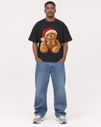 Mockup Boxy Heavyweight Tee Black male full-body 14