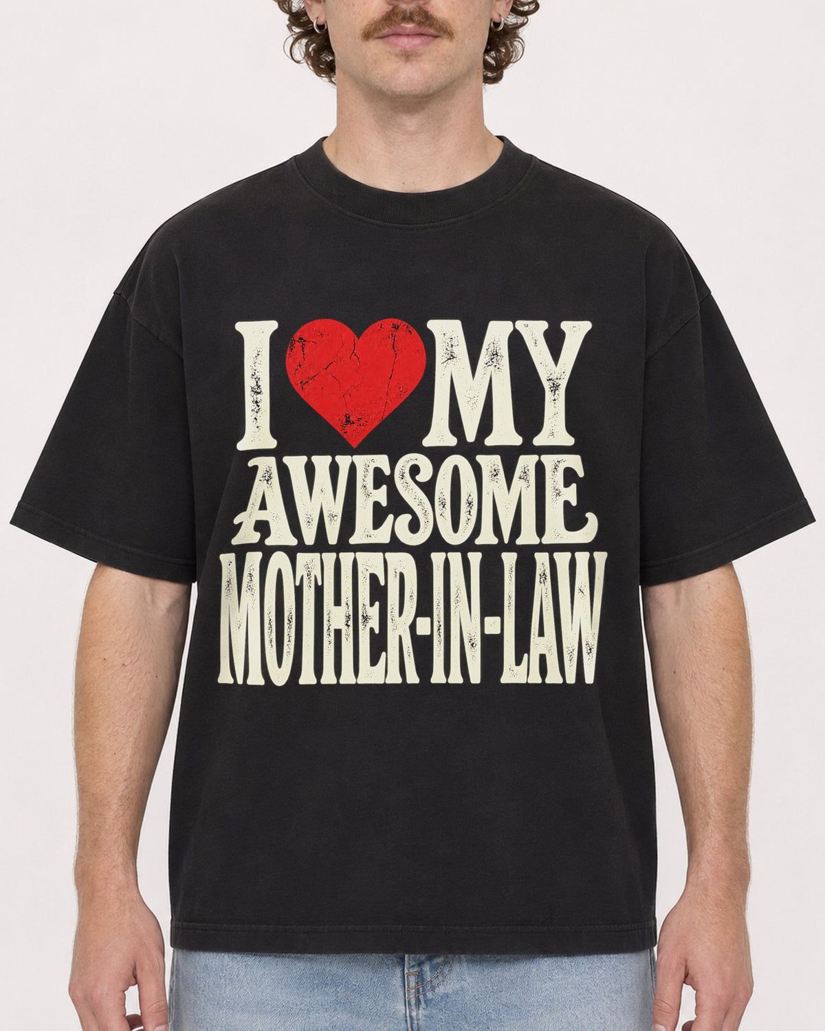 Mockup Boxy Heavyweight Tee Black male close-up 09