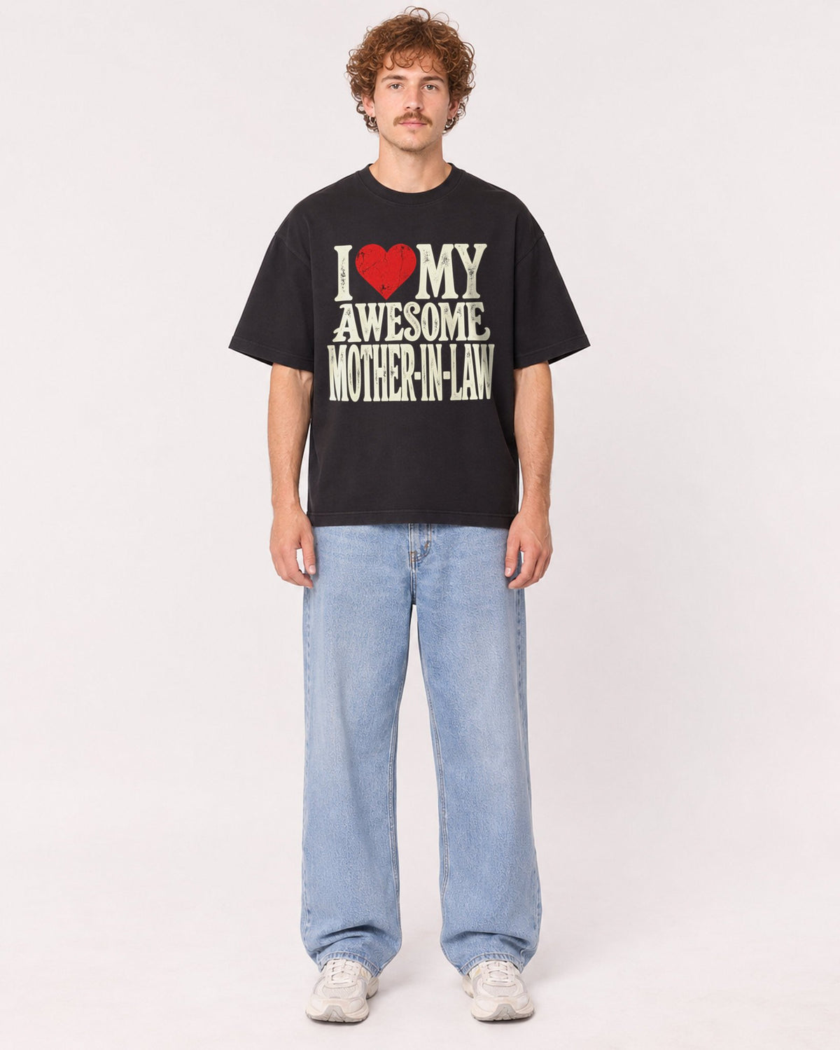 Mockup Boxy Heavyweight Tee Black male full-body 09