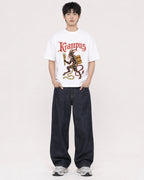 Mockup Boxy Heavyweight Tee White male full-body 01