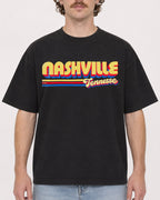 Mockup Boxy Heavyweight Tee Black male close-up 09