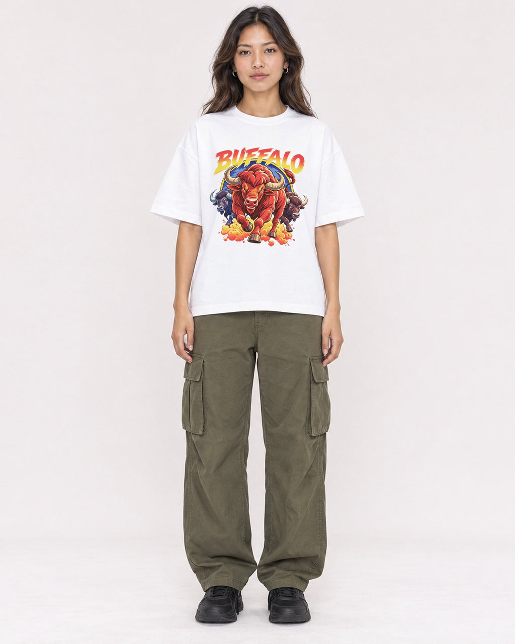 Mockup Boxy Heavyweight Tee White female full-body 02