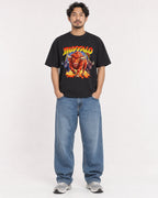 Mockup Boxy Heavyweight Tee Black male full-body 02