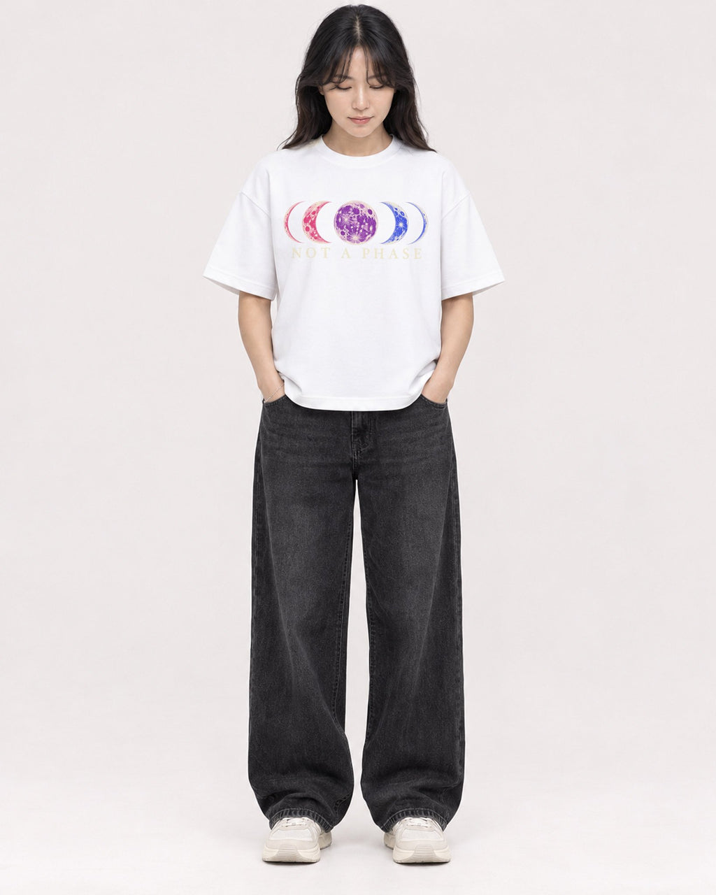 Mockup Boxy Heavyweight Tee White female full-body 13